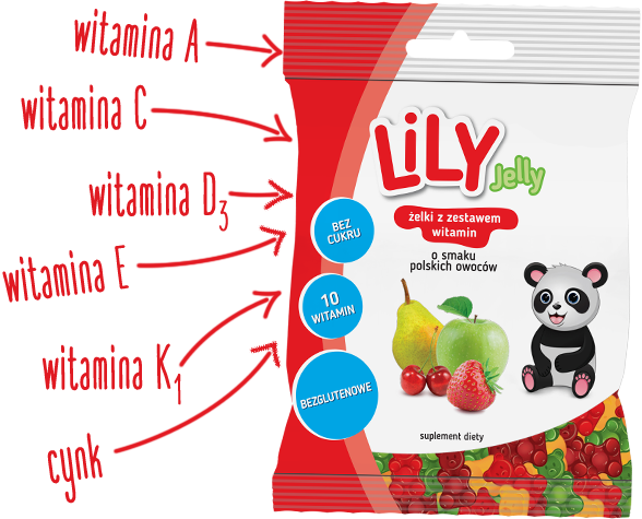 Żelki LiLY Jelly z zestawem witamin i minerałówo smaku Polskich owoców